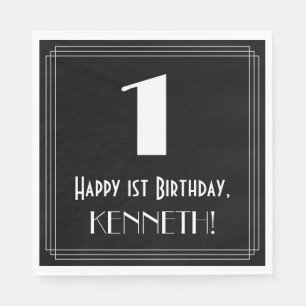 Guardanapo De Papel primeiro aniversario ~ Art Deco Inspira "1", Nome