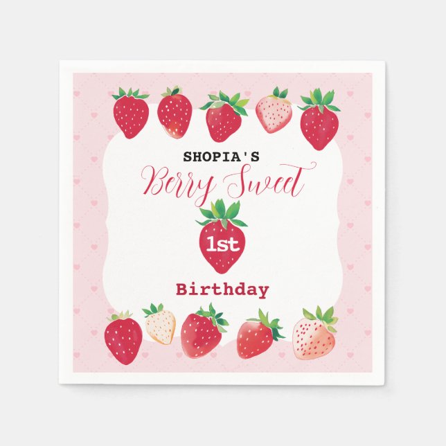 Guardanapo De Papel Primeiro aniversario Berry Sweet (Frente)