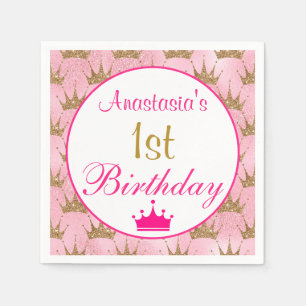 Guardanapo De Papel primeiro aniversario brilhante Dourado de Princesa