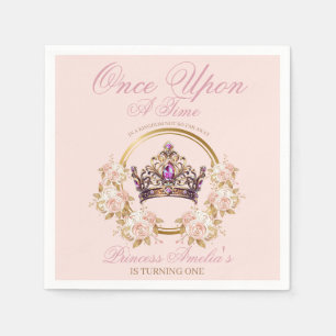Guardanapo De Papel Primeiro aniversario da Princesa Dourada rosa
