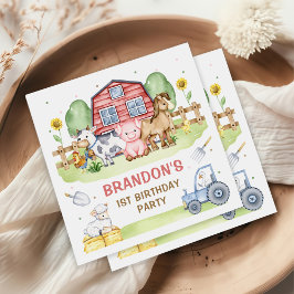 Guardanapo De Papel Primeiro aniversario De Animais Da Exploração De T