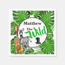 Guardanapo De Papel Primeiro aniversario de animais Safari | Animais s