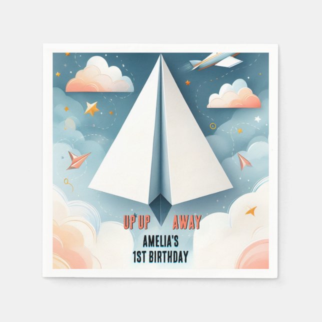 Guardanapo De Papel Primeiro aniversario de Avião Cloud 9 Fly Kids Sky (Frente)