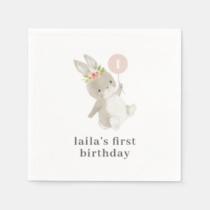 Guardanapo De Papel Primeiro aniversario de Balão Coelho Rosa