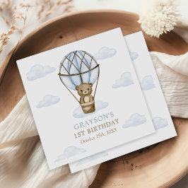 Guardanapo De Papel Primeiro aniversario de Balões de Ar Quente do Blu