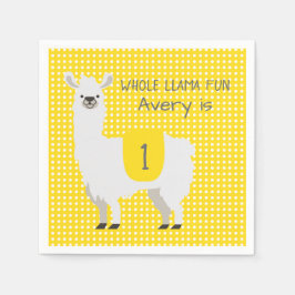 Guardanapo De Papel Primeiro aniversario de Bebê Llama, Cute de Marfim