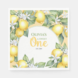 Guardanapo De Papel Primeiro aniversario de citrinos de limão do parti
