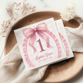 Guardanapo De Papel Primeiro aniversario de coquete do Arco rosa-claro