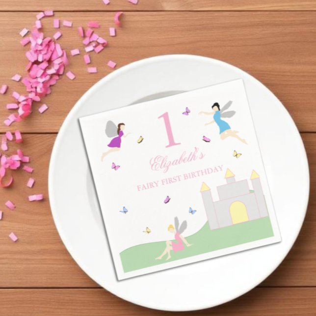 Guardanapo De Papel Primeiro Aniversário de Fada (Criador carregado)