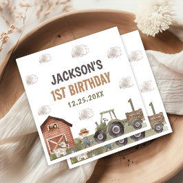 Guardanapo De Papel Primeiro aniversario de Fazenda do trator de aquar