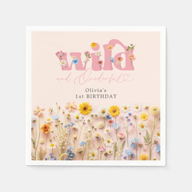 Guardanapo De Papel Primeiro aniversario de flor selvagem (Frente)