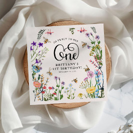 Guardanapo De Papel primeiro aniversario de Flor Selvagem e BumbleBee