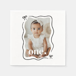 Guardanapo De Papel primeiro aniversario de Fotografia de Borda Onda d