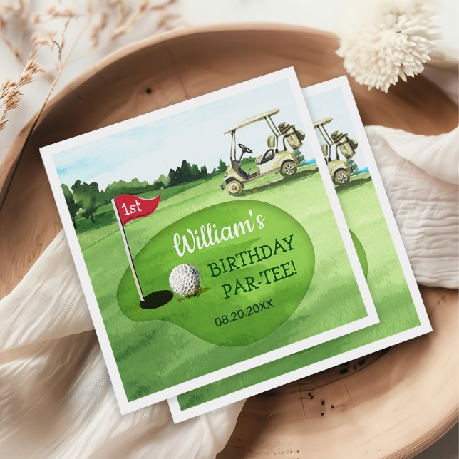 Guardanapo De Papel Primeiro aniversario de Golfe Verde Par-tee (Criador carregado)