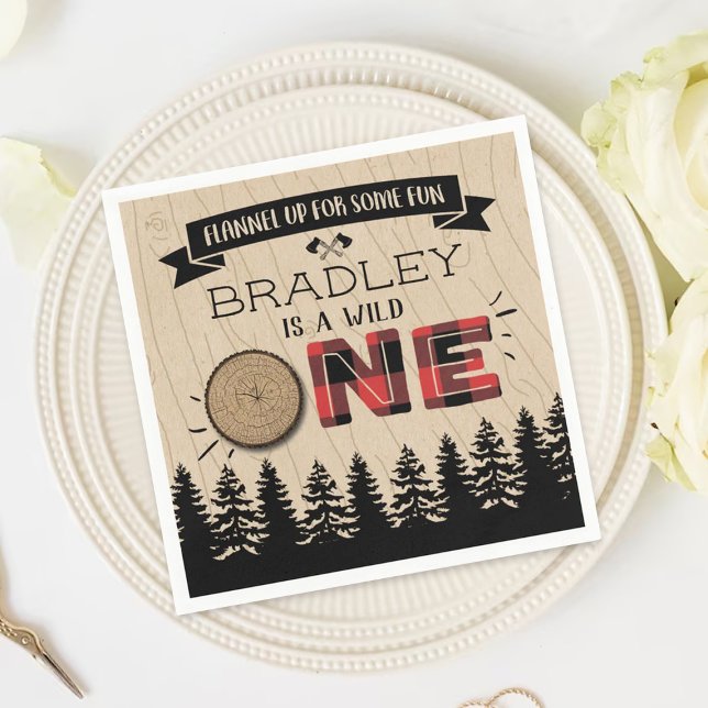 Guardanapo De Papel Primeiro aniversario de Lumberjack Boys, Xadrez da (Criador carregado)