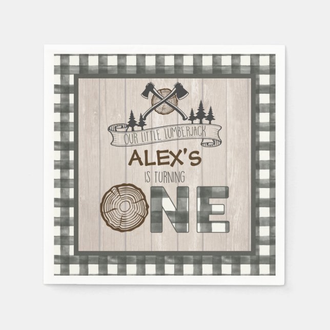 Guardanapo De Papel Primeiro aniversario de Lumberjack Napkin - Eixo B (Frente)