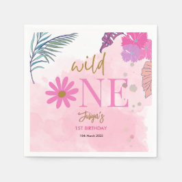 Guardanapo De Papel primeiro aniversario de menina das folhas tropicai