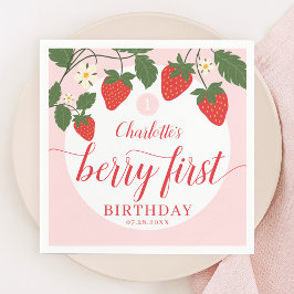 Guardanapo De Papel Primeiro aniversario de morango doce e doce