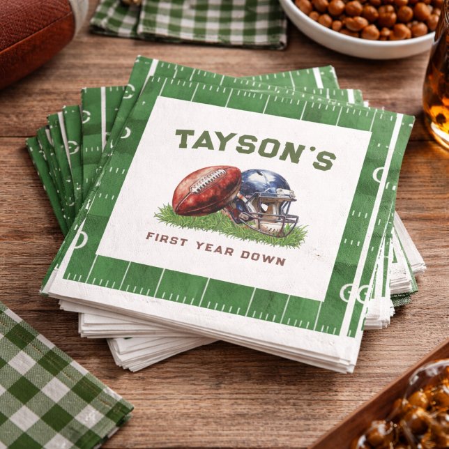 Guardanapo De Papel Primeiro aniversario de outono do primeiro ano de  (American Football First Year Down 1st Birthday Napkins
)