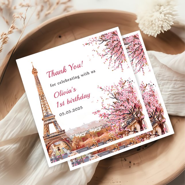 Guardanapo De Papel Primeiro aniversario de Paris em Torre Eiffel (Criador carregado)