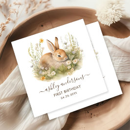 Guardanapo De Papel Primeiro aniversario de Primavera de Bunny Girl Fl