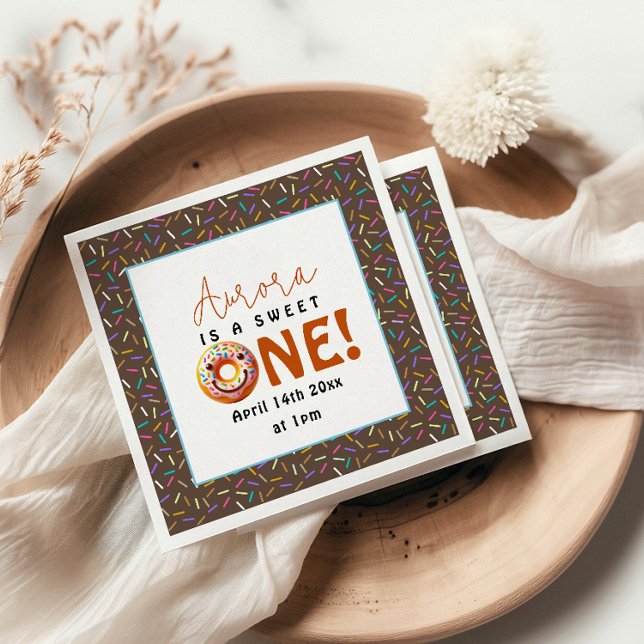 Guardanapo De Papel Primeiro aniversario de rosquinhas bonitinho de um (Criador carregado)