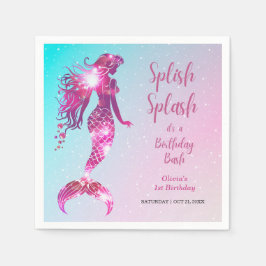 Guardanapo De Papel Primeiro aniversario de Splash Smermaid Baby Girl