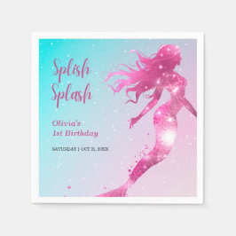 Guardanapo De Papel Primeiro aniversario de Splash Smermaid Baby Girl