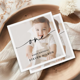 Guardanapo De Papel Primeiro aniversário de uma foto minimalista