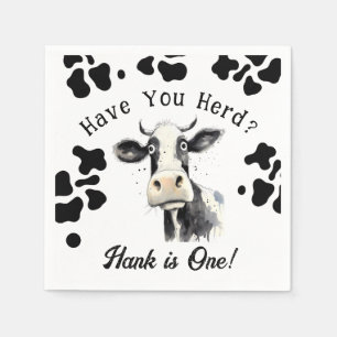 Guardanapo De Papel Primeiro aniversario de Vaca Watercolor Napkins
