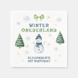 Guardanapo De Papel Primeiro aniversario de Winter Onederland Snowman
