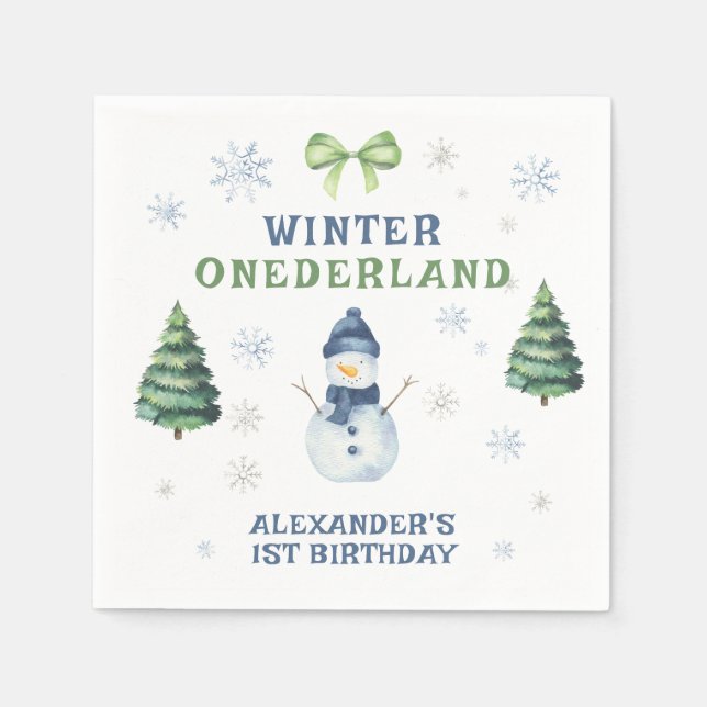 Guardanapo De Papel Primeiro aniversario de Winter Onederland Snowman (Frente)
