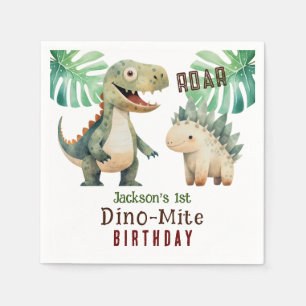 Guardanapo De Papel Primeiro aniversario Dinossauro Papel Watercolor N