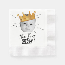 Guardanapo De Papel Primeiro Aniversário do Branco Negro Moderno