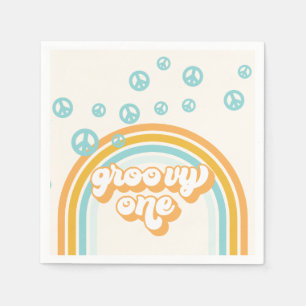 Guardanapo De Papel Primeiro aniversario do Groovy One Retro Boy