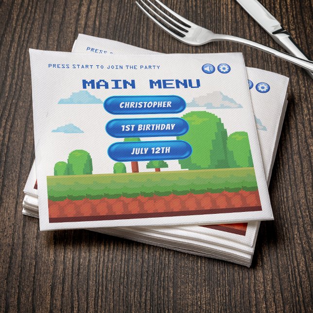 Guardanapo De Papel Primeiro aniversario do Menu Vídeo Retroativo (Criador carregado)