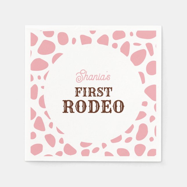 Guardanapo De Papel Primeiro Aniversário do Rodeo Wild West Pink Girl (Frente)