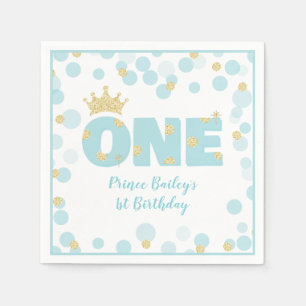 Guardanapo De Papel Primeiro Aniversário Dourado Príncipe Azul