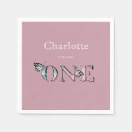 Guardanapo De Papel Primeiro aniversario Dusty Um com Borboletas