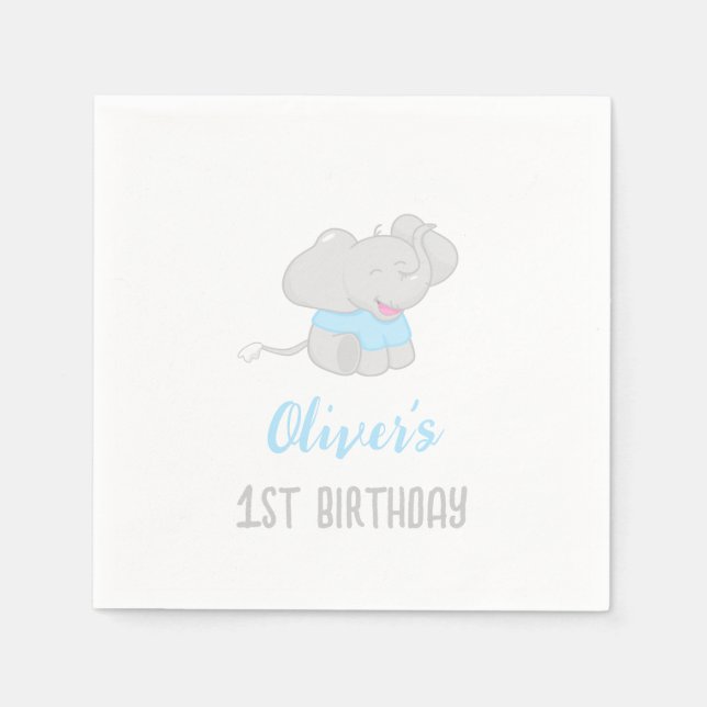 Guardanapo De Papel Primeiro aniversario Elefante Bonito (Frente)