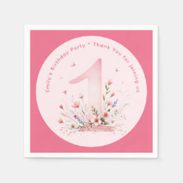 Guardanapo De Papel Primeiro aniversario Foral Personalizado Uma Fada 