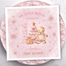 primeiro aniversario Gingerbird Man Girl Rosa Nata