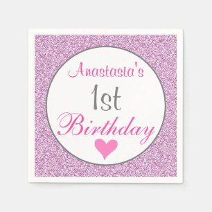Guardanapo De Papel primeiro aniversario Lilac Roxo Rosa Brilhante