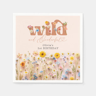 Guardanapo De Papel Primeiro aniversario Moderno de Flores Selvagens