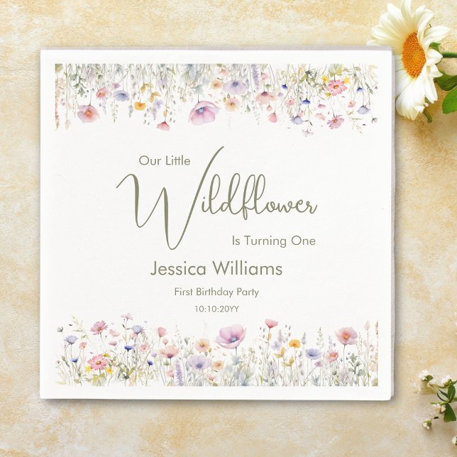 Guardanapo De Papel primeiro aniversario Nossa Pequena Flor Selvagem T (Criador carregado)