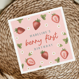 Guardanapo De Papel Primeiro aniversario Para Meninas Cute Berry First