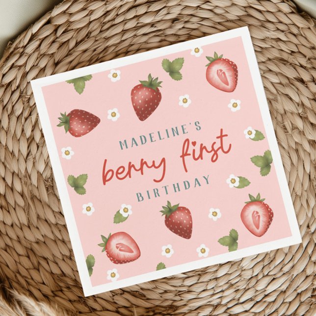 Guardanapo De Papel Primeiro aniversario Para Meninas Cute Berry First (Criador carregado)