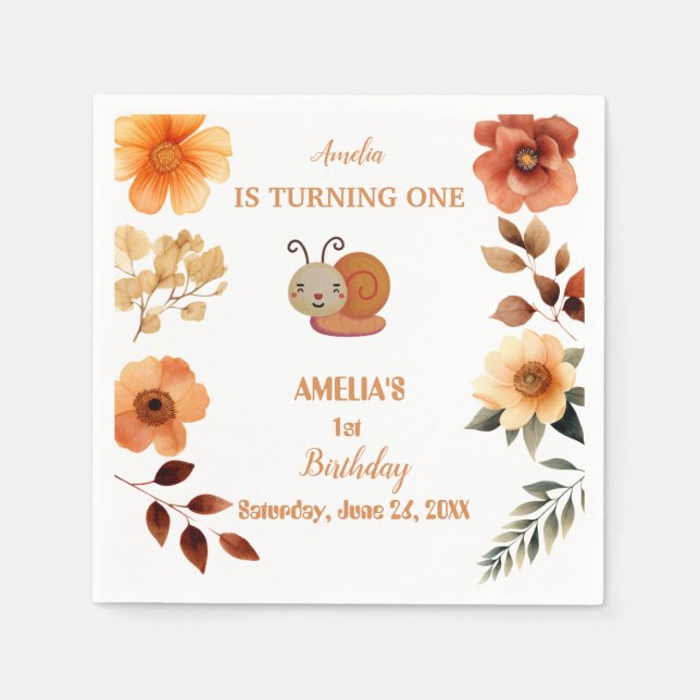 Guardanapo De Papel Primeiro aniversario personalizado de decoração de (Frente)