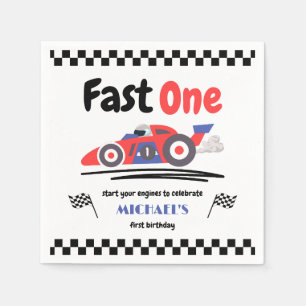 Guardanapo De Papel primeiro aniversario Rápido Um Carro Azul Vermelho