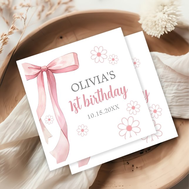 Guardanapo De Papel Primeiro aniversario rosa (Criador carregado)